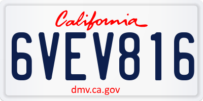 CA license plate 6VEV816