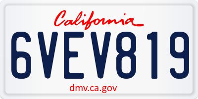 CA license plate 6VEV819