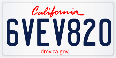 CA license plate 6VEV820