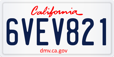 CA license plate 6VEV821