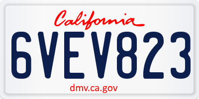 CA license plate 6VEV823