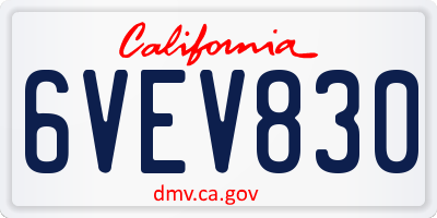 CA license plate 6VEV830
