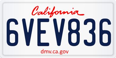 CA license plate 6VEV836