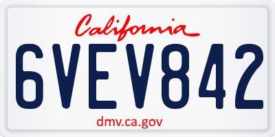 CA license plate 6VEV842