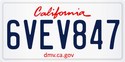 CA license plate 6VEV847