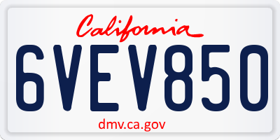 CA license plate 6VEV850