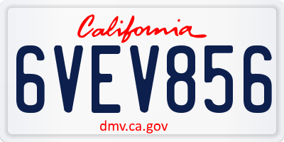 CA license plate 6VEV856
