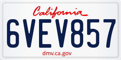 CA license plate 6VEV857