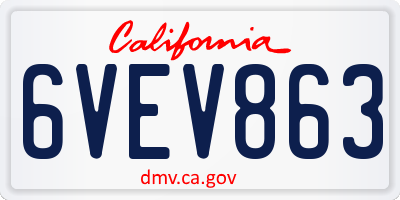 CA license plate 6VEV863