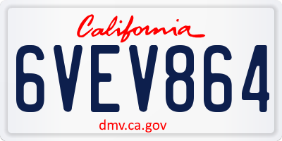 CA license plate 6VEV864