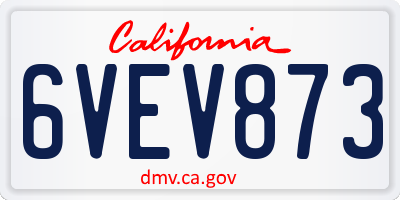 CA license plate 6VEV873