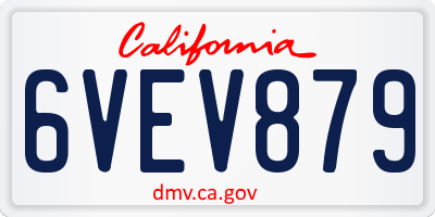 CA license plate 6VEV879