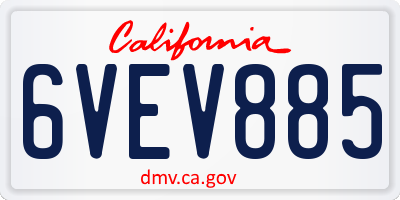 CA license plate 6VEV885