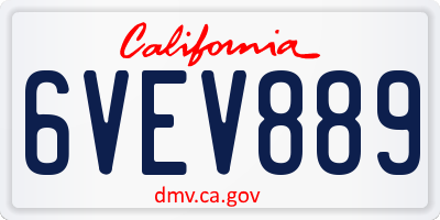 CA license plate 6VEV889