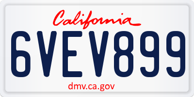 CA license plate 6VEV899