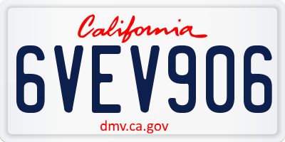 CA license plate 6VEV906