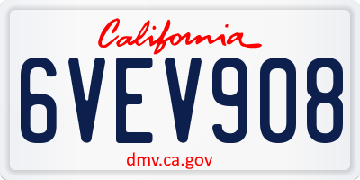 CA license plate 6VEV908