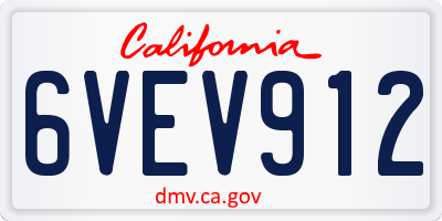 CA license plate 6VEV912