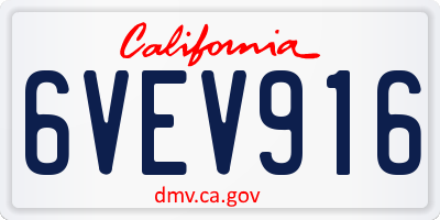 CA license plate 6VEV916