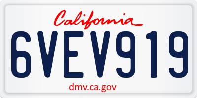 CA license plate 6VEV919
