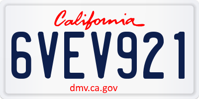 CA license plate 6VEV921