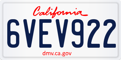 CA license plate 6VEV922