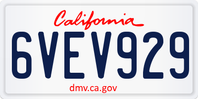 CA license plate 6VEV929