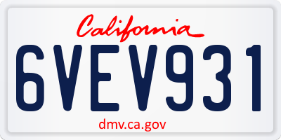 CA license plate 6VEV931