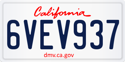 CA license plate 6VEV937
