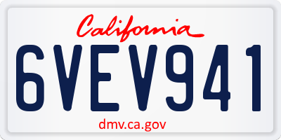CA license plate 6VEV941