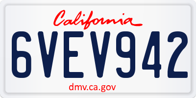 CA license plate 6VEV942