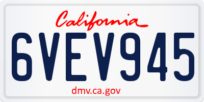 CA license plate 6VEV945