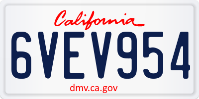 CA license plate 6VEV954