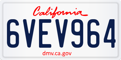 CA license plate 6VEV964