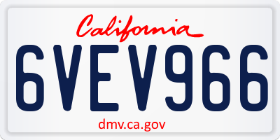 CA license plate 6VEV966