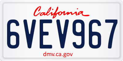 CA license plate 6VEV967