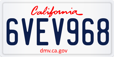 CA license plate 6VEV968