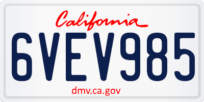 CA license plate 6VEV985