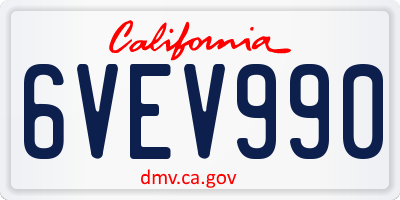 CA license plate 6VEV990
