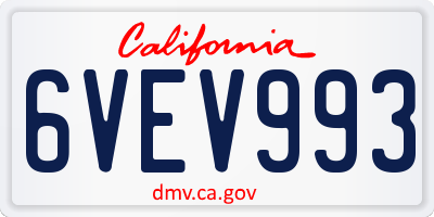 CA license plate 6VEV993