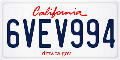 CA license plate 6VEV994