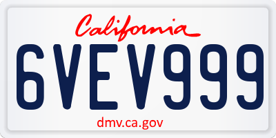 CA license plate 6VEV999