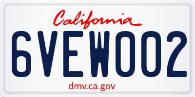 CA license plate 6VEW002
