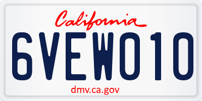 CA license plate 6VEW010