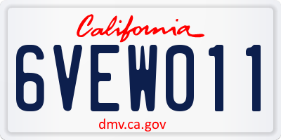 CA license plate 6VEW011