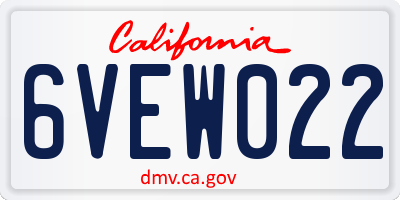 CA license plate 6VEW022
