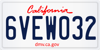 CA license plate 6VEW032