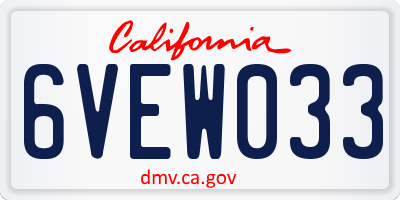 CA license plate 6VEW033