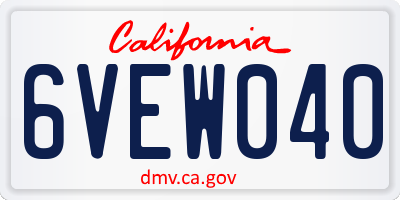 CA license plate 6VEW040