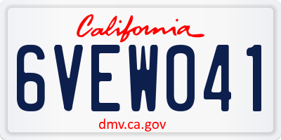 CA license plate 6VEW041